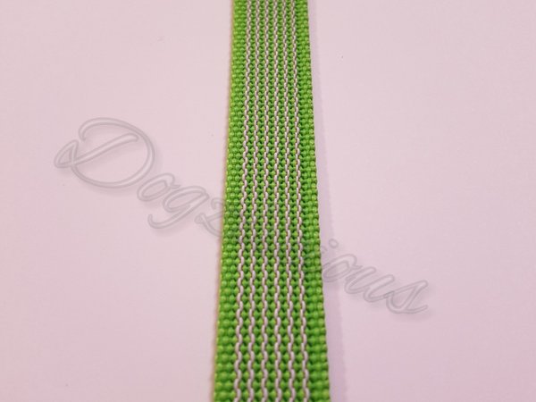 Gurtband Neon grün / Weiß gummiert 20mm
