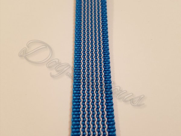 Gurtband Blau / Weiß gummiert 20mm