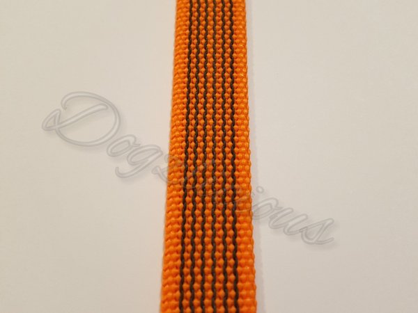 Gurtband Orange / Grau gummiert 20mm